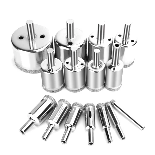 YLYL 15 Pcs Diamond Drill Bits for Ceramic, Diamond Hole Saw Drill Bit Set Kit, Premium Glass Drill Bit for Bottles,Pots, Marble, Granite Stone, Tile Cutting 0.23 Inch - 2 Inch（6mm - 50mm） YLYL