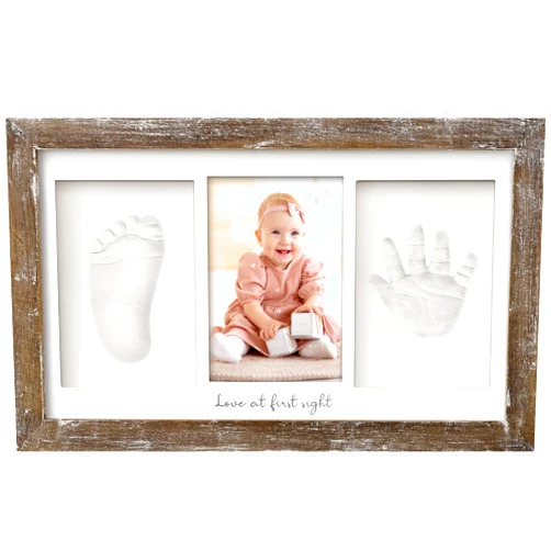 KeaBabies Baby Hand and Footprint Kit - Clay Handprint Keepsake Frame, Newborn Nursery Picture Frame, Personalized New Mom Gifts for Baby Shower & Registry (Barnwood)