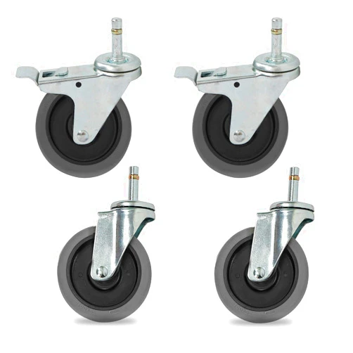 HUJIEAAA 4 Inchor Wheels Heavy Dutynitureer Dining Car Swivel Wheels,Stemors Industry Trolley Wheel, for Hotel School Dining Car,Silent Movinger,4 Pack(Universal50Mm/Brake+Universal/50Mm/2I