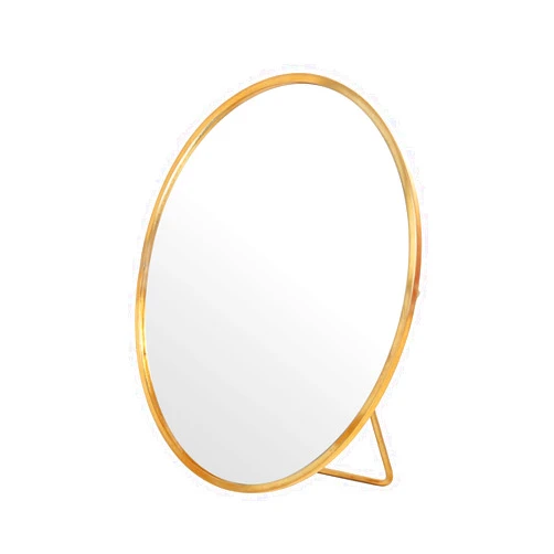 LONGSHENG - SINCE 2001 - Gold Vanity Makeup Mirror Table Desk Countertop Mirror Bathroom Shaving Make Up Mirror Home Decor-Round