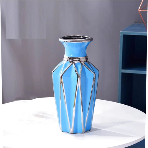 MaGiLL Modern Ceramics Flowers Vase Diamond Shaped Vase Creative Room Decoration Sitting Room Wine Cabinet TV Ark Ceramic Decoration (Color : B, Size (B
