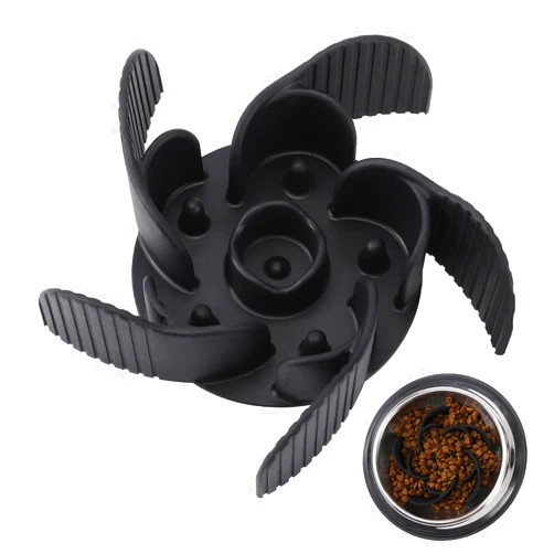 Mateeylife Slow Feeder Dog Bowl Insert with Suction Cups Dog Anti-choking Slow Eating Feeder Insert for Medium Breed Large Sized Dog, Fit into Basic&Elevated Bowls 6-8in Dog Bowls Black