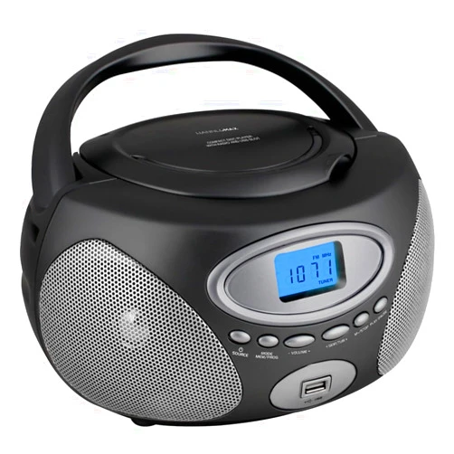 HANNLOMAX HX-311CD Portable CD/MP3 Boombox, PLL AM/FM Radio, USB Port for MP3 Playback, Aux-in, LCD Display, AC/DC Power Source (Grey)