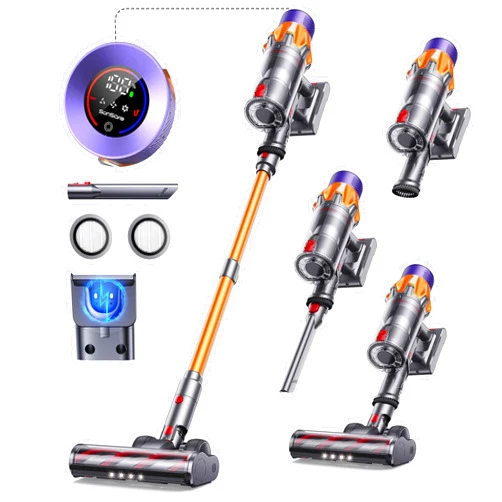 SunSare Cordless Vacuum Cleaner, 550W 45KPA 60Mins Cordless Stick Vacuum Cleaner With Touch Screen, Wall Mount Charging, Self-Standing, Handheld Vacuum Cleaners for Home/Pet Hair/Carpets/Hard Floors(X7A)