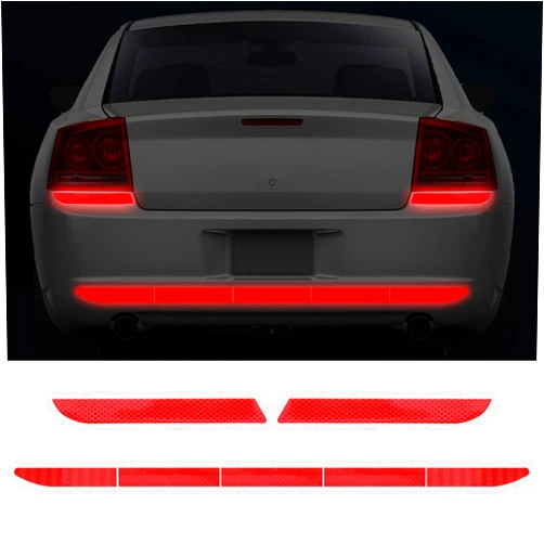 Frienda 7 Pcs Auto Strong Reflective Stickers Includes Car Bumper Reflective Stickers Car Trunk Reflective Stickers Night Visibility Reflective Decal Waterproof Self Adhesive Stickers for Car Safety (Red)