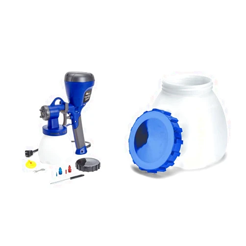 HomeRight C800971.A Super Finish Max HVLP Paint Sprayer, Spray Gun for Countless Painting Projects & C900097.M Super Finish Max Container and Lid, White and Blue