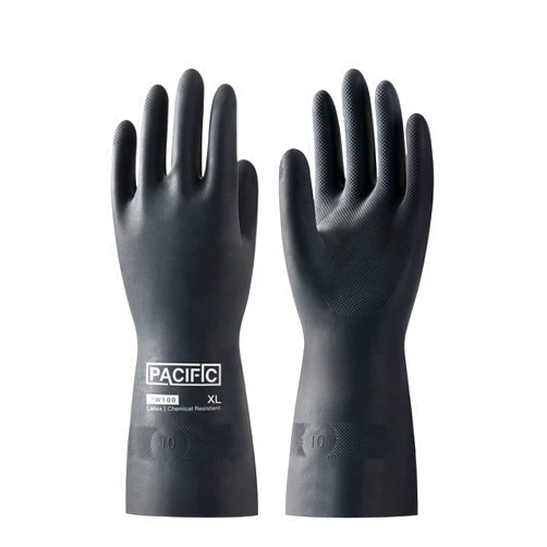 PACIFIC PPE Chemical Resistant Gloves, Heavy Duty Industrial Rubber Gloves, Resist Acid, Alkali and Oil, 12.6