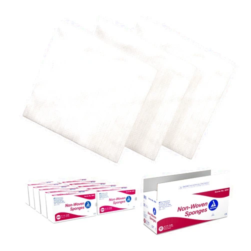Dynarex Non-Woven Sponges, Non-Sterile, Gauze Sponges, Highly-Absorbent and with Less Linting, 4