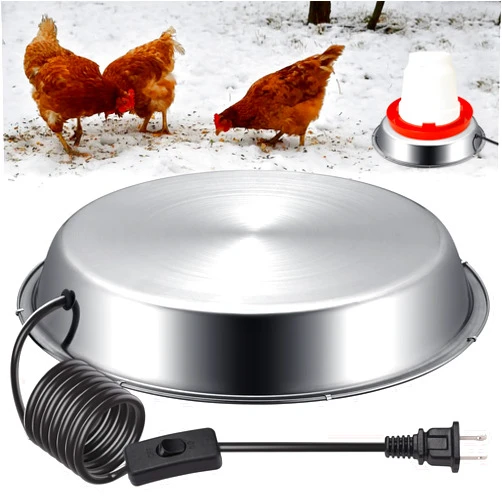 Gsbomzap 12 Inch Chicken Water Heater Base, 5 Gallons Poultry Drinker Heater Base with Thermostat and Power Cord, Automatic Electric Poultry Winter Deicer Heated Base for Plastic/Metal Chicken Waterer