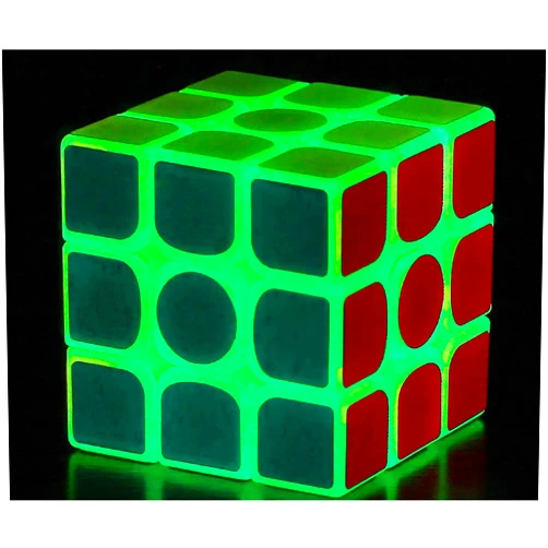 ZhildChen Fluorescent Speed Cube 3x3x3 Glow in Dark Luminous Speed Cube 3 by 3 Magic Cube Puzzle Toy Brain Teasers IQ Puzzles Game Toys for Children Adults 3x3 (Green)