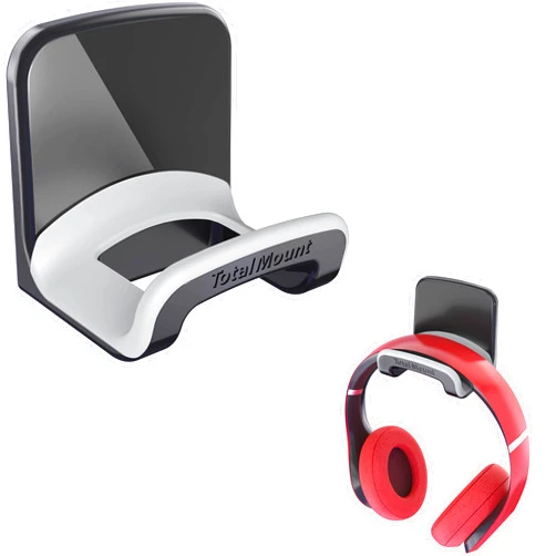 TotalMount Headphone Holder – Hanger Won’t Damage Your Wall with Screws or Permanent Adhesive (Studio-Grade Black – One Pack)