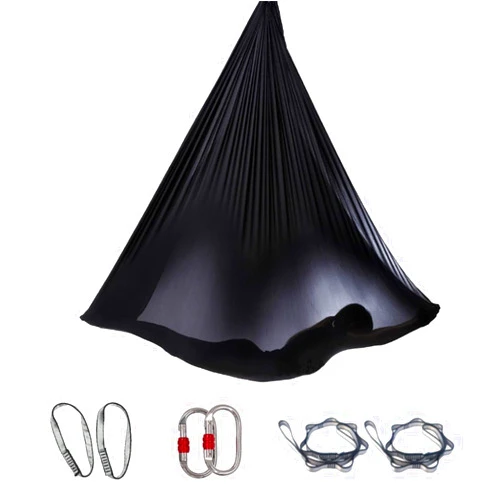 Powerfeng Aerial Silk Yoga Hammock: Aerial Silks Swing Beginners Kit - Yoga Body Training Starter Hardware kit