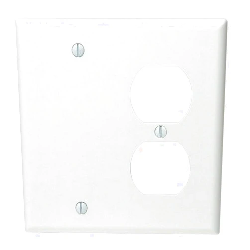 Leviton 88008 2-Gang 1-Duplex 1-Blank Device Combination Wallplate, Standard Size, Thermoset, Box Mount, White