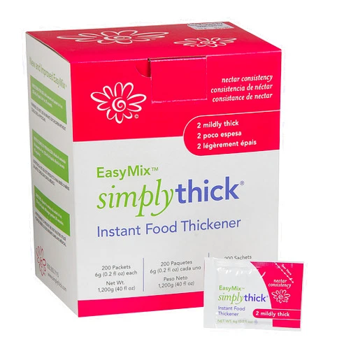 Simply Thick SimplyThick EasyMix | 200 Count of 6g Individual Packets | Gel Thickener for Those with Dysphagia & Swallowing Disorders | Creates an IDDSI Level 2 – Mildly Thick (Nectar Consistency)