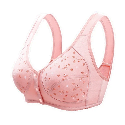 Hesxuno Daisy Bras for Older Women Front Closure Comfort Bra No Underwire Support Bras Comfortable Push Up Wireless Bras