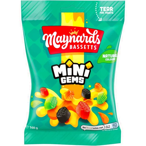 Maynards Bassetts Midget Gems Sweets Bag, 160g