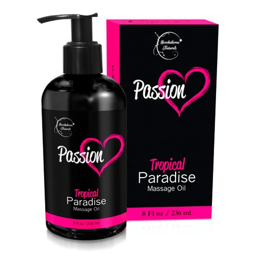 Brookethorne Naturals Passion Sensual Massage Oil for Couples | 100% Natural Body Massage Oil for Date Night with Jojoba Oil | Relaxing Massage Oil for Massage Therapy | Perfect Glide & Smooth Skin, Tropical Paradise Scent