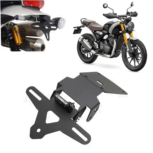 QWNFGHG for speed400 scrambler400X License Plate Holder Bracket Speed 400 Scrambler 400 X Motorcycle Tail Tidy Fender Eliminator LED Light (Scrambler Logo)