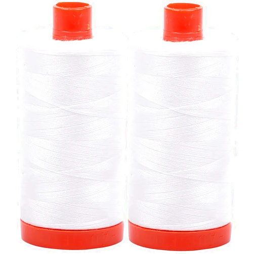 Aurifil Mako 50wt Thread 2 Large Spools: Natural White (2021x2)