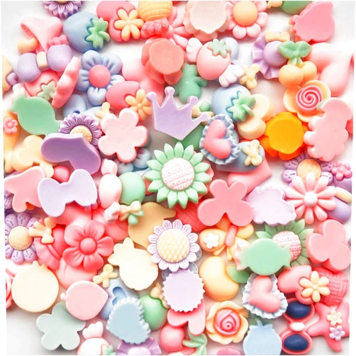 Mo Sheng Accessory 40pcs Mix Lots Resin Flatback Flower Bow Art Album Flatback Scrapbooking Embellishments DIY Scrapbooking Craft Accessory
