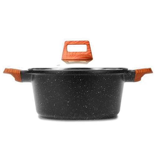 ESLITE LIFE Nonstick Stock Pot with Lid, 5 Quart Granite Casserole Large Soup Pot Pasta Cooking Pot, Induction Compatible, PTFE & PFOA Free, Black