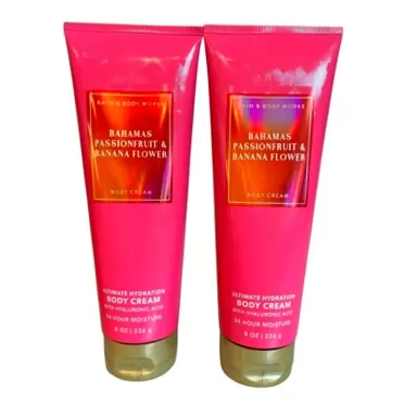 Bath and Body Works Gift Set of of 2 - 8 oz Body Cream - (Bahamas Passionfruit & Banana Flower)