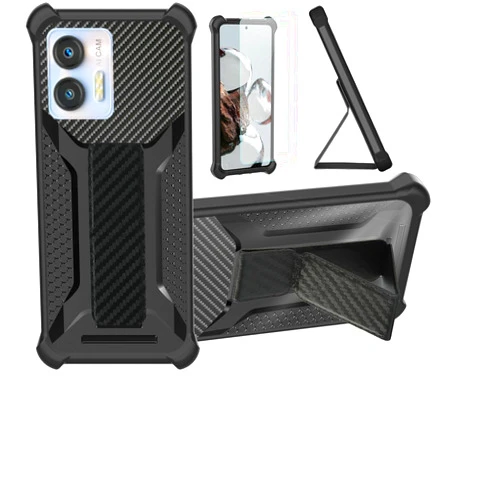 Aroepurt Case for Oukitel C36 Phone Case Stand Cover [with Tempered Glass Screen Protector] Hybrid Case [Folding Support Magnetic] [Frosted Anti-Fingerprint] Black