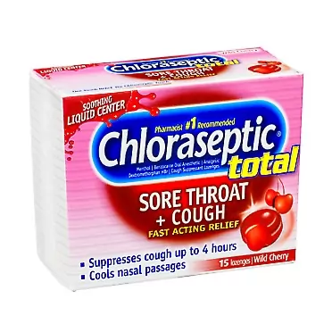 Chloraseptic Total Sore Throat Cough Lozenges, Wild Cherry, 15 Lozenges