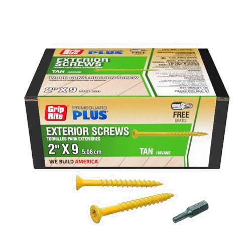Grip-Rite L2STT1 PrimeGuard Plus #9 x 2 Wood to Wood Deck Screw, Tan, 1lb Box