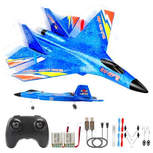RoofWorld RC Plane Remote Control Glider Airplanes 2.4 GHZ 2 Channels, Easy to Fly RC Fighter, Remote Control Aircraft with Automatic Balance Gyro for Adult Kids Beginner