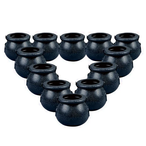YoHold Plastic Cauldron, Mini Black Witch Cauldron, Candy Cauldron Kettles for Halloween, St Patrick's Day, Wizard Theme Party Decorations, 1 Dozen(12PCS), Black