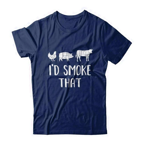 TeesNow I'd Smoke That Fun BBQ Barbecue Smoker Chef Shirt Short Sleeve Tee