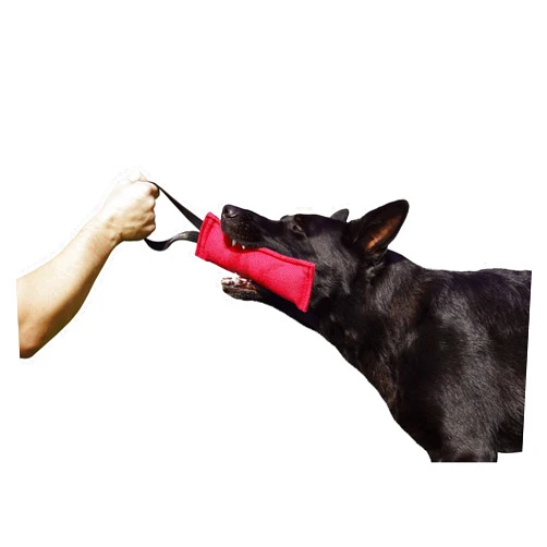 DINGO GEAR WWW.DINGOGEAR.COM 1977 Dingo Gear French Linen tug Toy for Dog, Dog Bumper for Training, Agility, tug of war, Dog bite Pillow for Strong Dog, 1handle 8