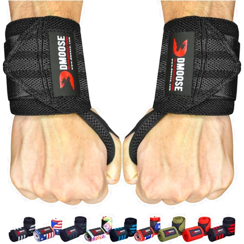 DMoose Fitness DMoose Wrist Wraps, Avoid Injury and Maximize Grip with Thumb Loop, 18