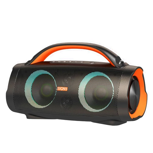 DOSS Extreme Boom Pro Bluetooth Speaker with 100W Stereo Sound, Rich Bass, IPX6 Waterproof, 20H Playtime, Power Bank, Mixed Color Light, Portable for Outdoor, Camping, Beach - Orange