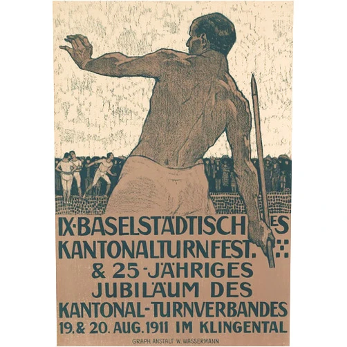 ArtDirect IX. Baselstadt Cantonal Surnel Festival and 25th Anniversary of the Cantonal Gymnastics Association 7x10 UnFramed Museum Art Print Poster Ready for Framing by Burkhard Mangold