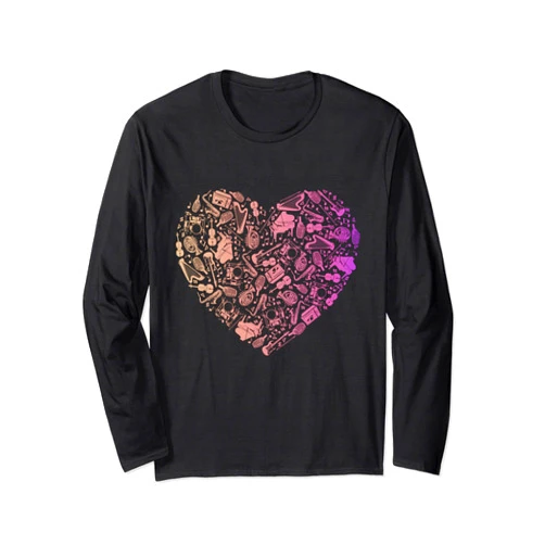 Love Music Gifts & Accessory Instruments Heart Love Musical Instruments Outfit Notes Music Heart Long Sleeve T-Shirt