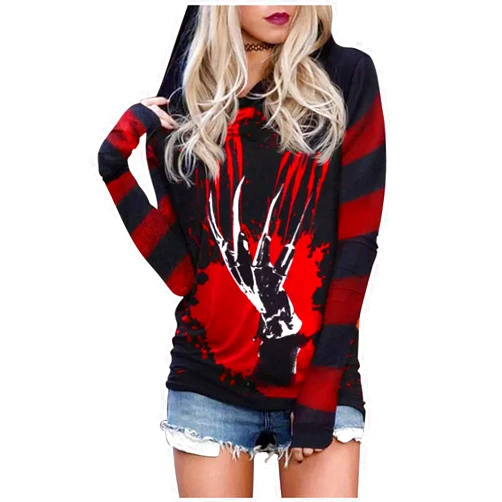 CHUNTIANRAN Women's Halloween Shirts Skull Silhouette Graphic Hoodie T Shirts Casual Loose Long Sleeve Pullover T Shirt
