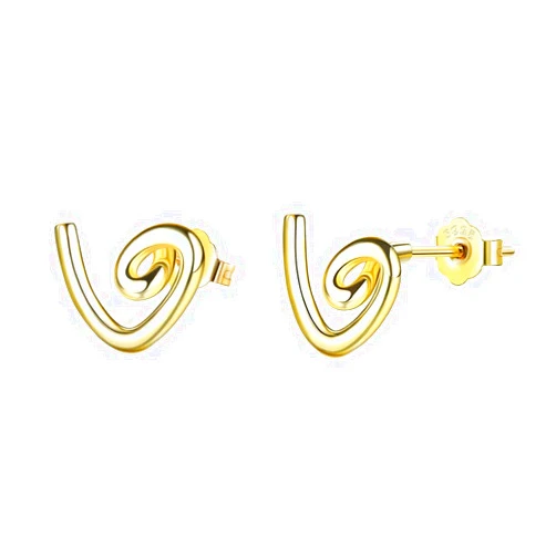 MUSECLOUD 14K Gold Plated Heart Stud Earrings for Women 925 Sterling Silver Love Kont Stud Earrings Minimalist Christmas Earrings Gift