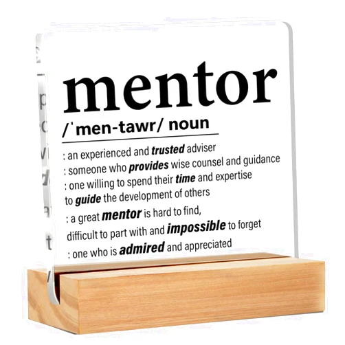 Yuzi-n Mentor Gifts for Women Men, Thank You Mentor Gifts, Mentor Definition Clear Acrylic Desk Decorative Sign for Home Office, 4 x 4 Inches
