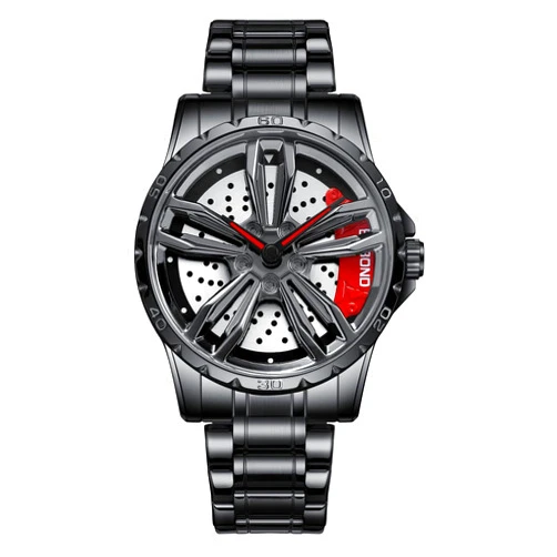 Gosasa Men Racing Watches rotatable Car Rim Wheel hub Design Sports Watches Stainless Steel Waterproof Watch