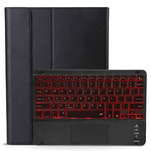 Yjrong Keyboard Case for Samsung Tab A 10.1(SM-T580/T585),7 Color Backlight, Wireless Magnetic Detachable Keyboard with Trackpad, Slim Tablet Cover with Pencil Holder,Black,Dutch