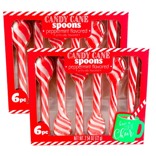 Generic Candy Cane Peppermint Spoons – 1 doz – (2 packs of 6) | Edible Candy Cane Spoons | Candy Cane Spoons for Hot Chocolate and Coffee