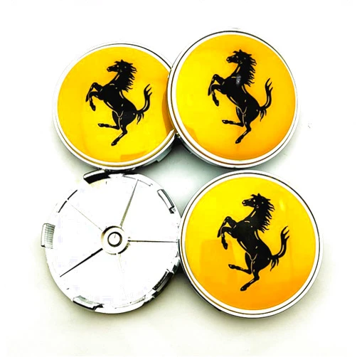 SZJSRD 4 Pcs 68mm Car Wheel Hub Caps for Ferrari Roma F430 458 488 F12 812 456 Portofino Hub Caps Emblem Wheel Center Rims Cover with Logo Car Styling Accessories
