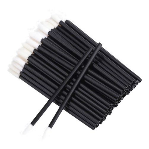 BTYMS 100 Pieces Disposable Lip Wands Lip Gloss Applicators Lipstick Lint Free Wands Makeup Applicator Lip Brushes Doe Foot Applicator