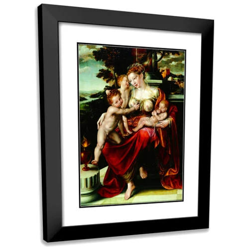 ArtDirect Jan Matsys 14x18 Black Modern Frame and Double Matted Museum Art Print Titled - Charity (Between 1549 and 1550)