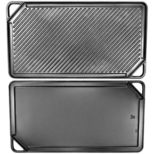GGC Cast Iron Griddle for Gas Stove, Reversible Griddle for Gas Grills, 20 x 10 Flat and Ribbed Griddle Plate for Outdoor and Indoor Cooking