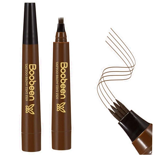 Boobeen Waterproof Eyebrow Tattoo Pen - Microblading Eyebrow Pencil with a Micro-Fork Tip Applicator - Creates Natural Looking Brows Effortless LIGHT BROWN