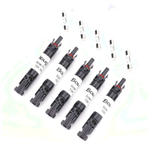 BougeRV 5PCS 15A Solar Fuses Holder Inline, 5PCS PV Inline Fuse Holders 15 Amp for Solar Panel and Solar Controller, Waterproof Solar Fuse Connector, Solar Surge Protection Device