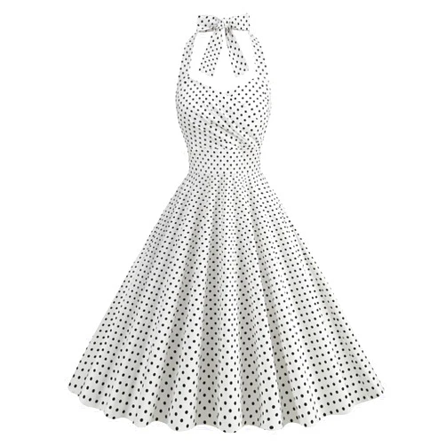 IWEMEK Women's Vintage Floral Flared A-Line Swing Casual Party Dresses 1950s Retro Sleeveless Homecoming Dresses